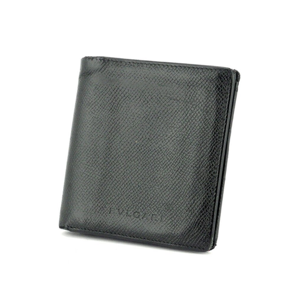 Bvlgari Two-Fold Wallet Leather Auth Used T17963